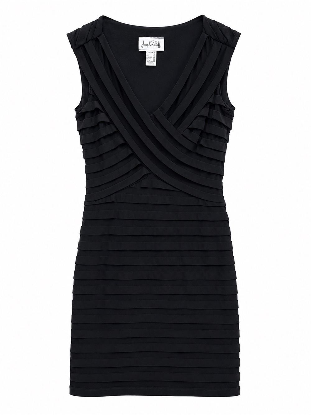 Joseph Ribkoff Black Sleeveless V-Neck Tiered Mini Dress